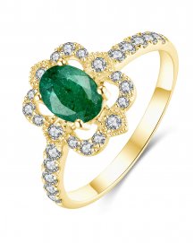 OVAL EMERALD DIAMOND RING (TR3917)